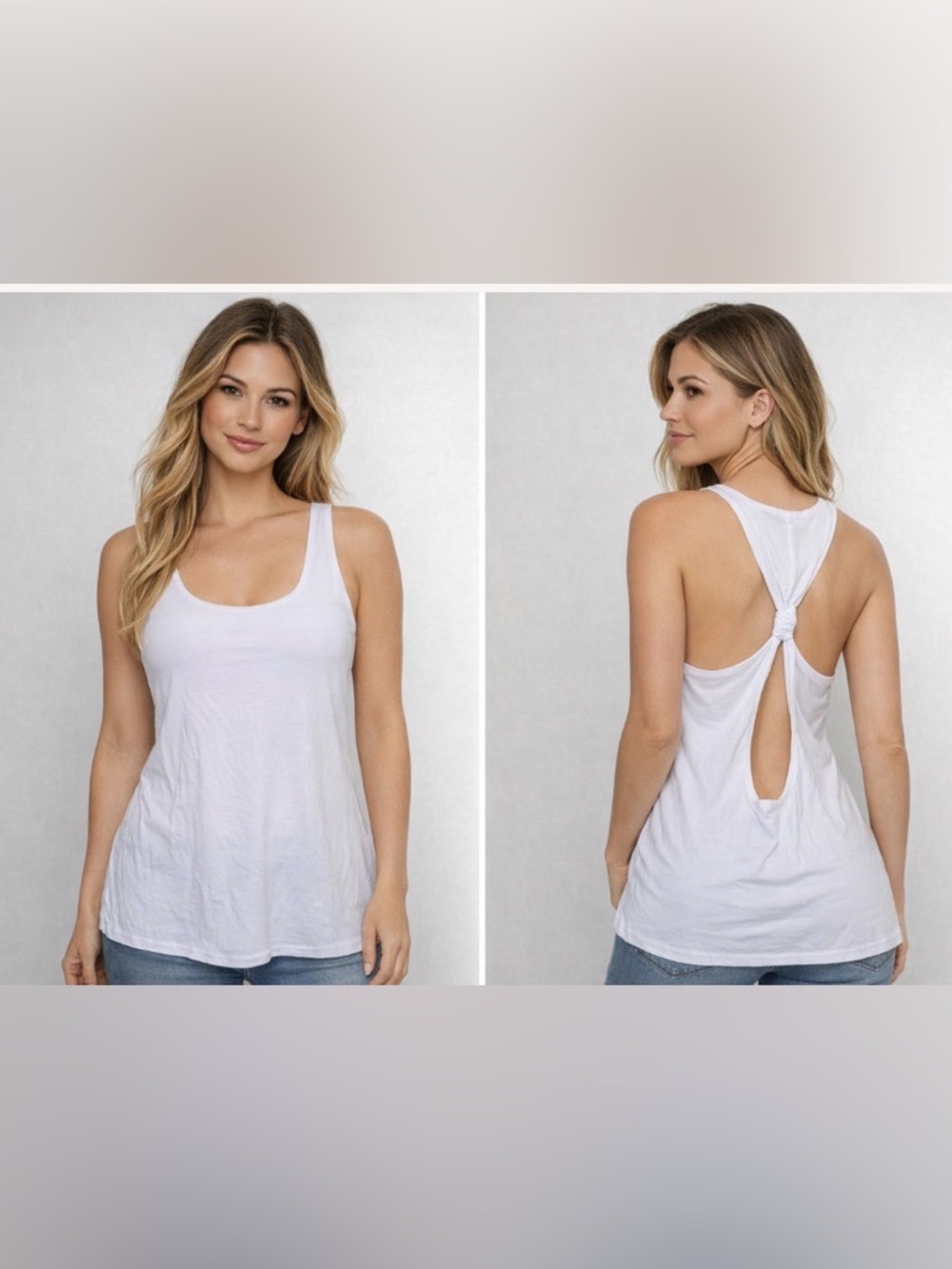 Boohoo Casual White Tank with Stylish Back Detail
Lightweight Scoop-Neck Top